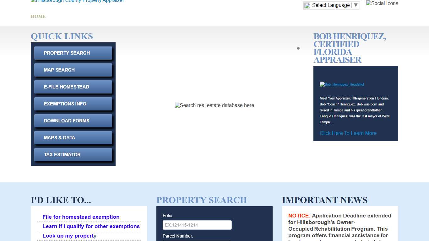 Hillsborough County Property Appraiser > Home