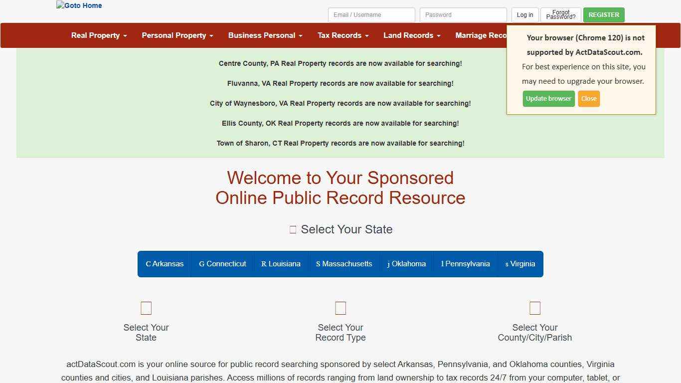 actDataScout - County / Parish Sponsored Public Records